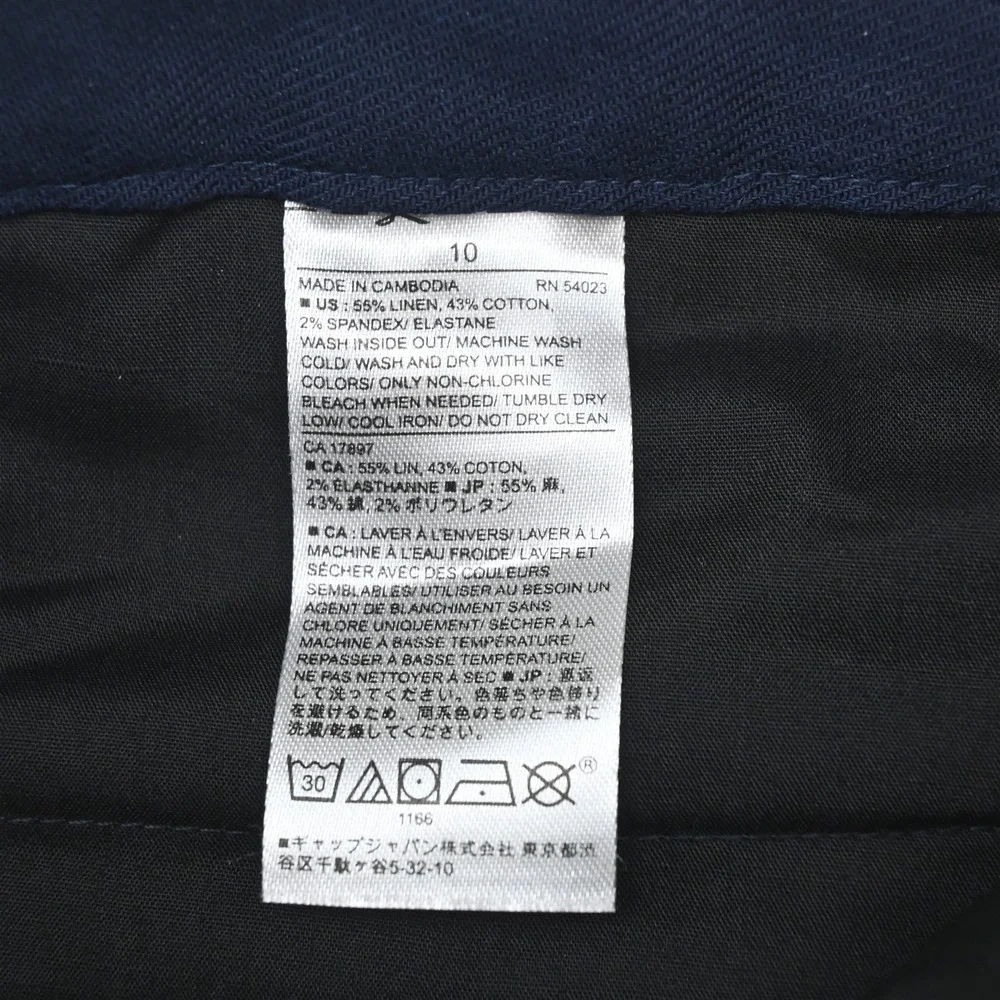 Banana Republic 10 Navy Blue Linen Logan Wide Leg Dress Womens Pants